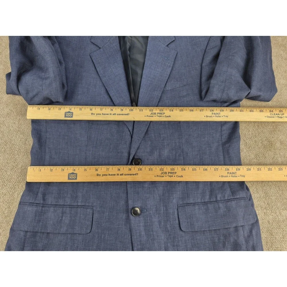 Haspel Sport Coat Men Sz 38 Short  100% Linen Navy Blue Semi Lined Jacket Summer